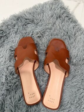 a new day Tan Brown Slide Mules for Women